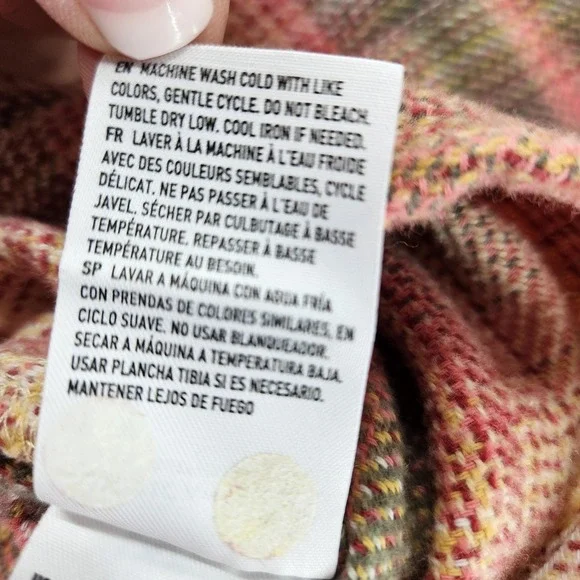 American Eagle Outfitters Shirt Mens Medium‎ Gray Beige Plaid Flannel Button Up - Picture 9 of 16